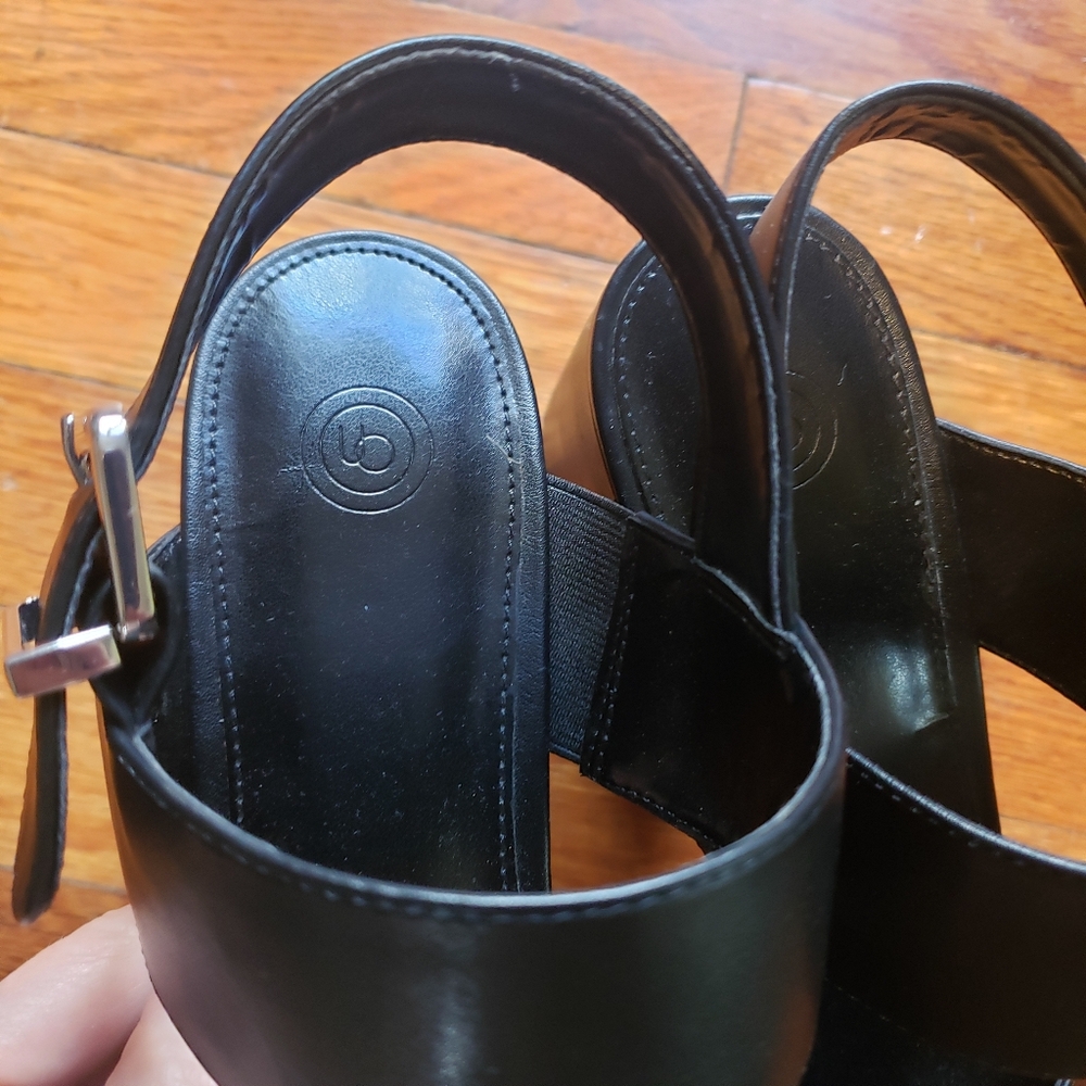 SOLD Urban Outfitters Austin Black Platform High Heel Sandals Sz 9 Chunky Block - Picture 5 of 8